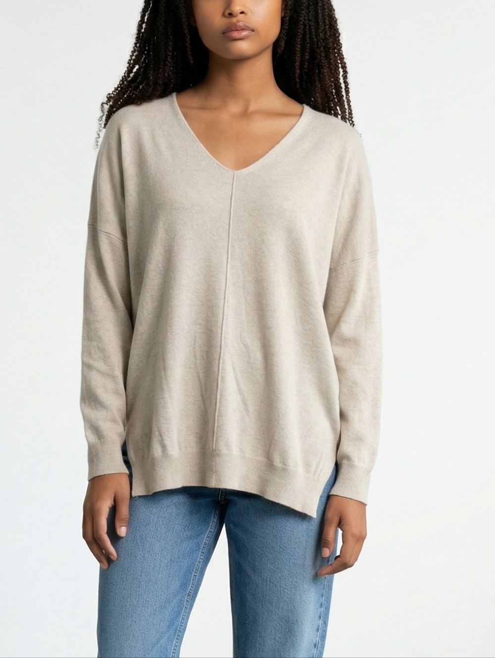 Light Green V-Neck Sweater with Soft Knit